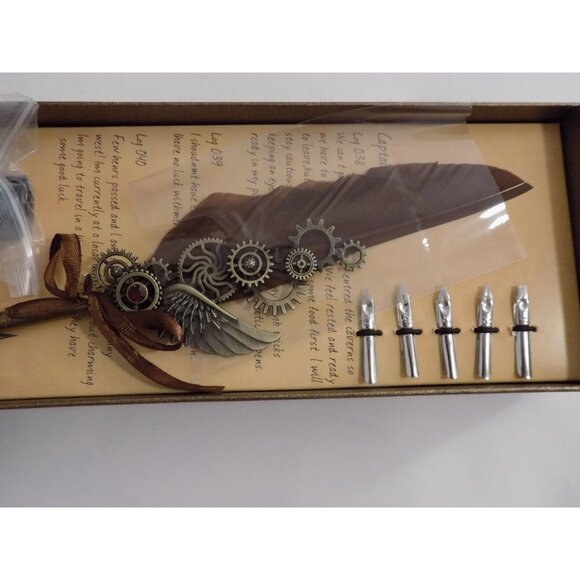 Retro Feather Pen Water-dipped quill pen set for writing calligraphy pen set - Picture 4 of 5
